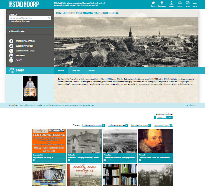 Screenshot groepspagina Historische Verenging Hardenberg