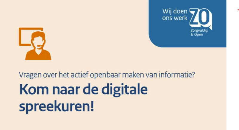 Vragen over actieve openbaarmaking? Sluit aan bij het digitale spreekuur